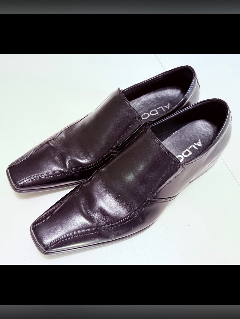 Aldo Black Leather Slip-On Loafers